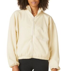 BEYOND YOGA Feeling Chill Full Zip Jacket in Cream, Size Small Women Fleece